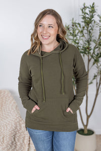 Kacey Ribbed Hoodie in Olive