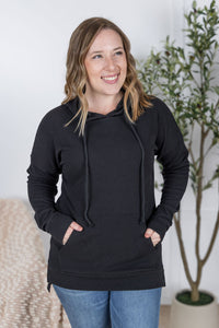 Kacey Ribbed Hoodie in Black