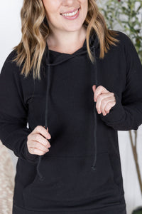 Kacey Ribbed Hoodie in Black