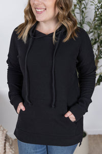 Kacey Ribbed Hoodie in Black