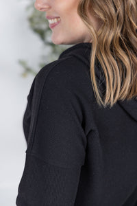Kacey Ribbed Hoodie in Black