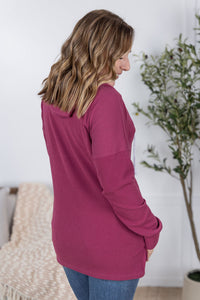 Kacey Ribbed Hoodie in Mulberry
