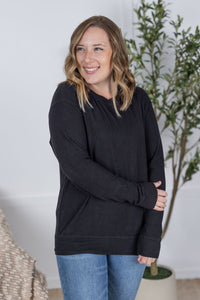 Corrine Ribbed Pullover Top in Black