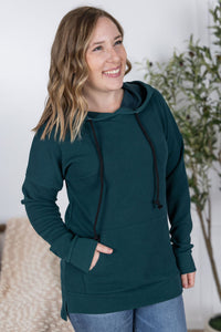 Kacey Ribbed Hoodie in Deep Teal