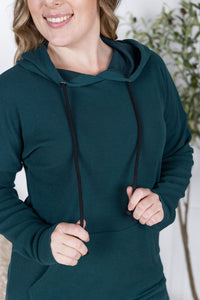 Kacey Ribbed Hoodie in Deep Teal