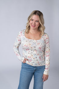 Alyssa Long Sleeve Top in Wildflower Gardens