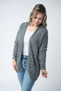 Open Knit Cardigan in Grey