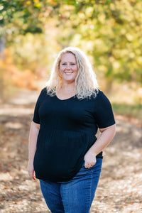 Sarah Ruffle Short Sleeve in Black
