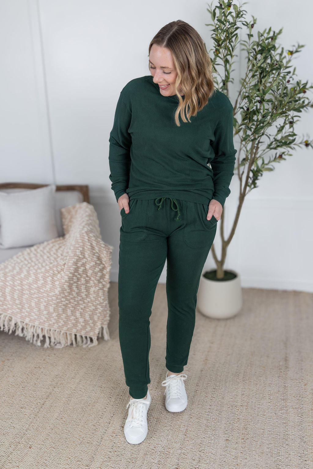 Corrine Joggers in Hunter Green