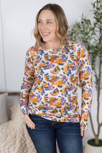 Blair Long Sleeve Top in Autumn Purple Abstract