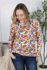 Blair Long Sleeve Top in Autumn Purple Abstract