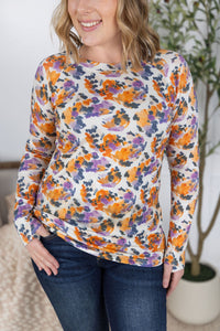 Blair Long Sleeve Top in Autumn Purple Abstract