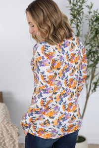 Blair Long Sleeve Top in Autumn Purple Abstract
