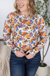 Blair Long Sleeve Top in Autumn Purple Abstract