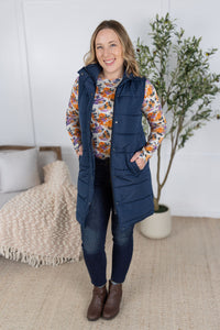 Harlow Long Vest in Navy