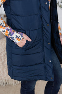 Harlow Long Vest in Navy