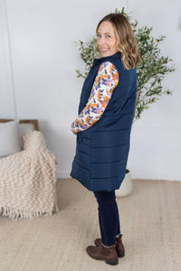 Harlow Long Vest in Navy