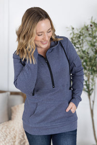 Pixie Pocket Halfzip Hoodie in Heathered Navy