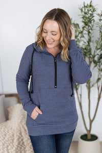Pixie Pocket Halfzip Hoodie in Heathered Navy