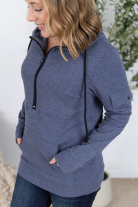 Pixie Pocket Halfzip Hoodie in Heathered Navy