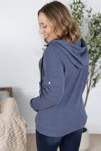 Pixie Pocket Halfzip Hoodie in Heathered Navy