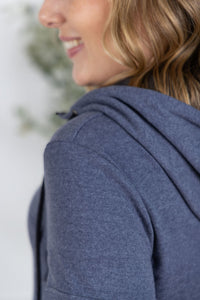 Pixie Pocket Halfzip Hoodie in Heathered Navy