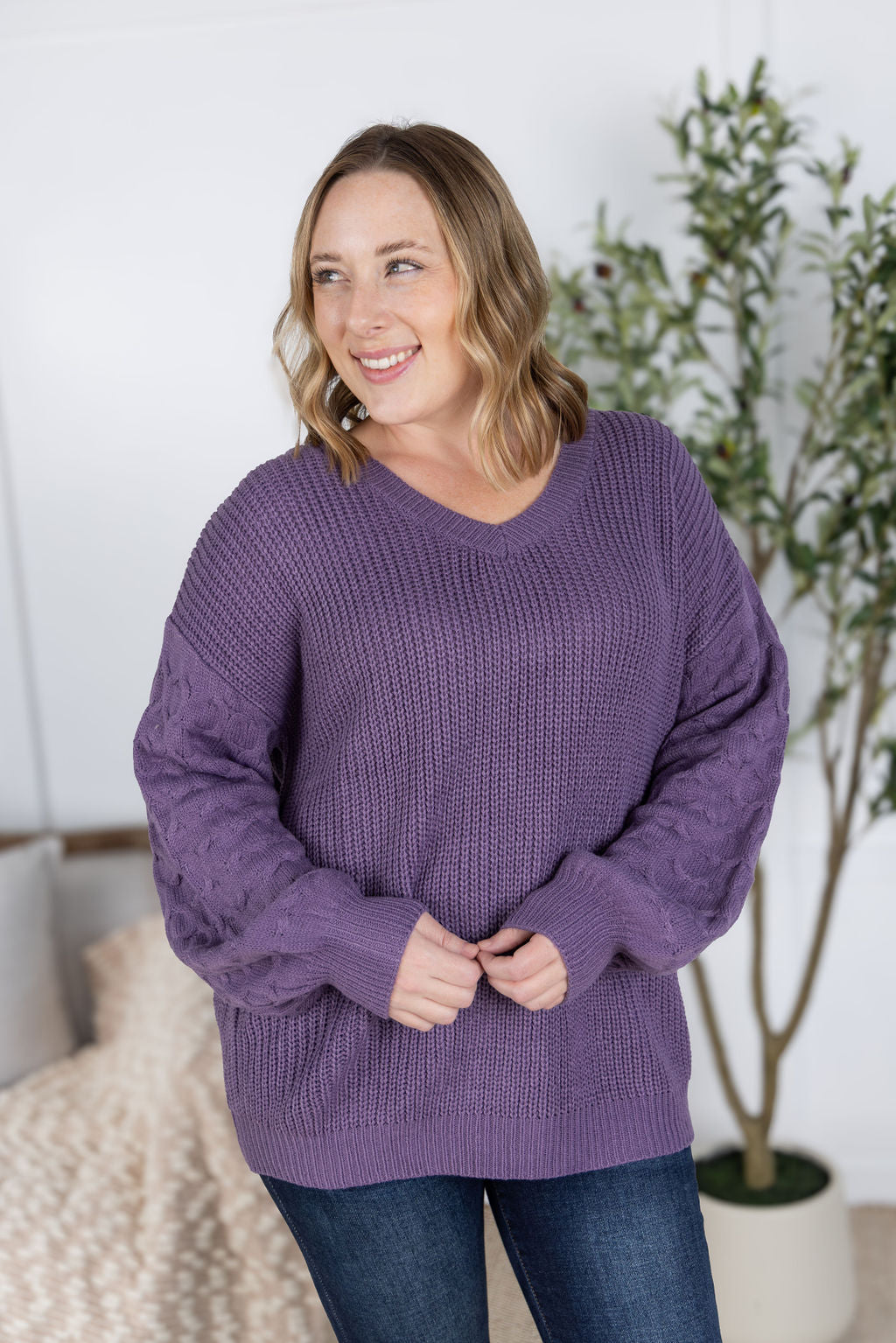 Talina Textured Sweater in Purple