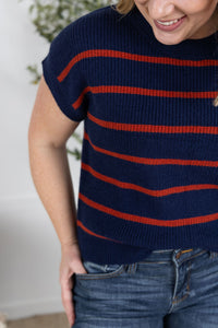 Striped Sweater Top in Navy