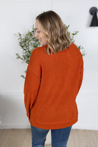Waffle Knit Long Sleeve Top in Pumpkin