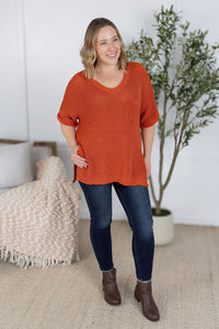 Annie Open Knit Top in Pumpkin
