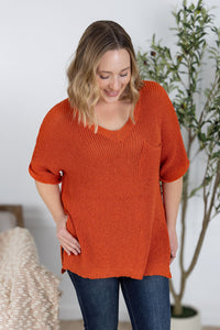 Annie Open Knit Top in Pumpkin