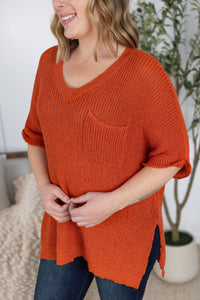 Annie Open Knit Top in Pumpkin