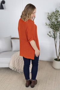 Annie Open Knit Top in Pumpkin
