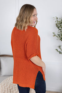 Annie Open Knit Top in Pumpkin