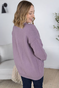 Billie Open Knit Cardigan in Dusty Purple