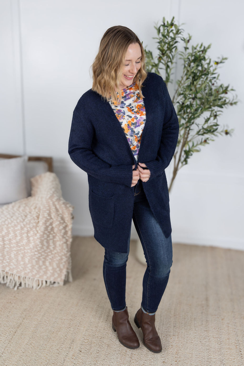 Madison Cozy Cardigan in Navy