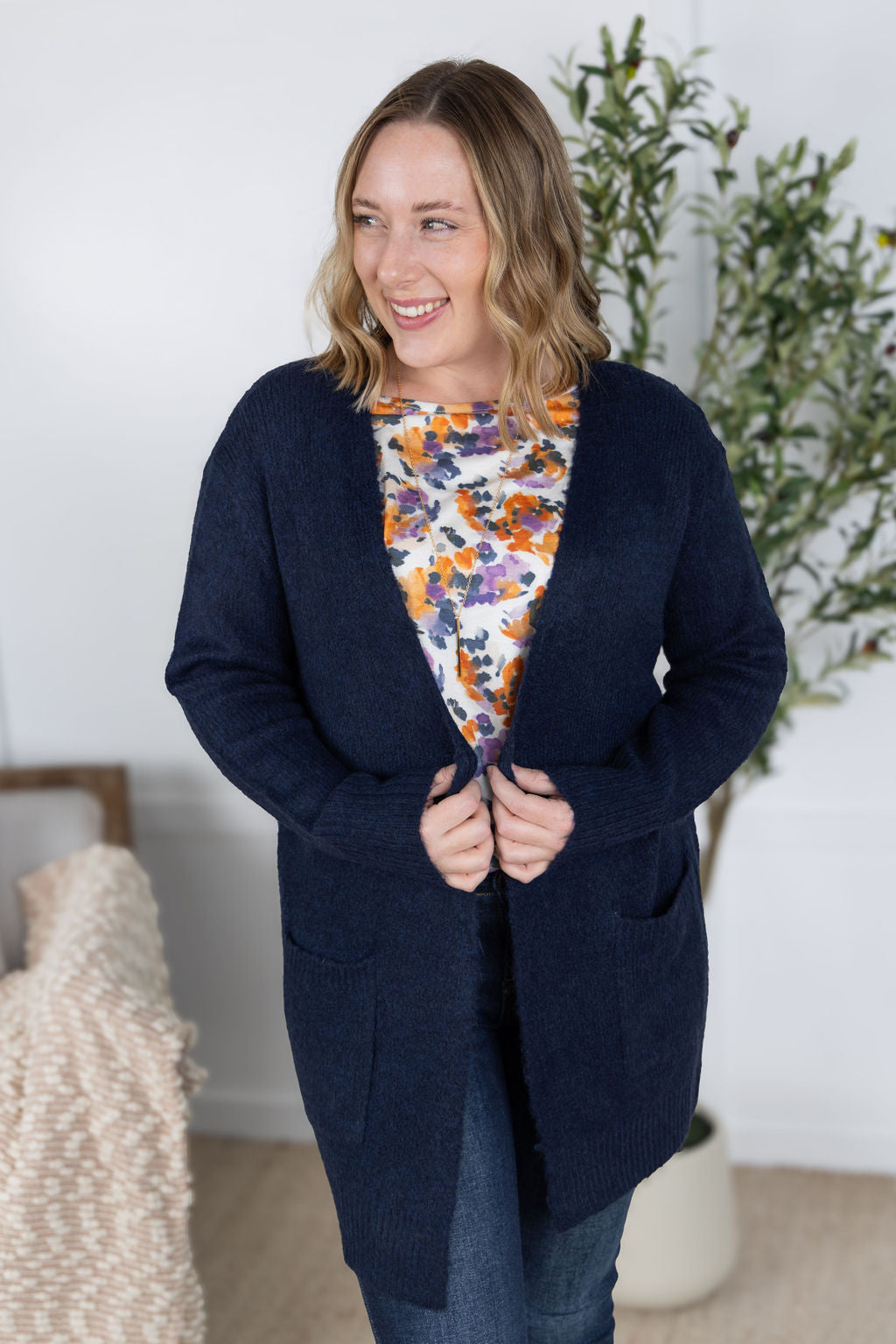 Madison Cozy Cardigan in Navy