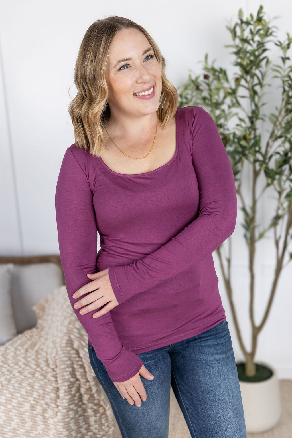 Alyssa Long Sleeve Top in Mulberry
