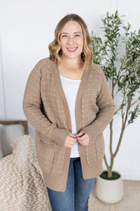 Dalilah Dot Cardigan in Tan