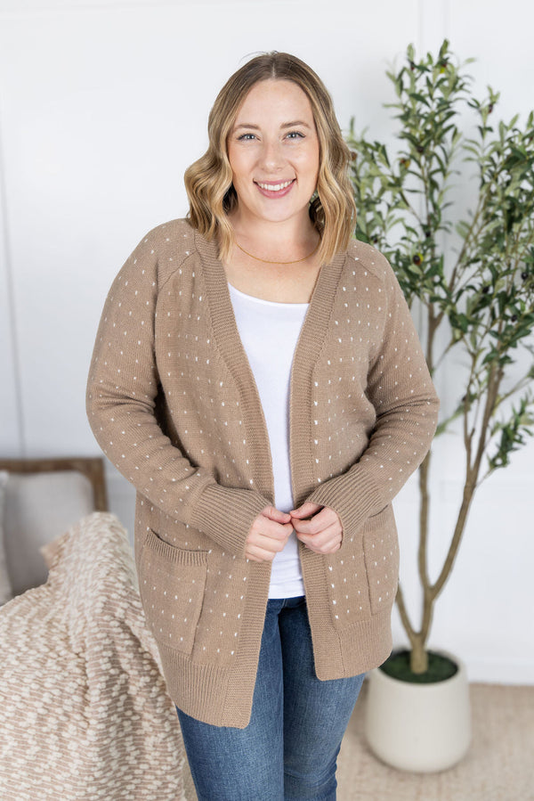 Dalilah Dot Cardigan in Tan