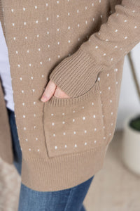 Dalilah Dot Cardigan in Tan