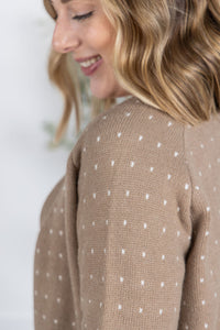 Dalilah Dot Cardigan in Tan