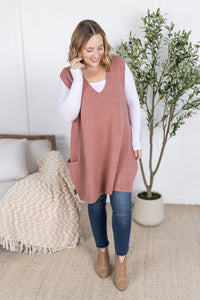 Tunic Sweater Vest in Rose