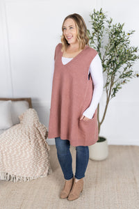 Tunic Sweater Vest in Rose