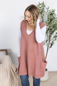 Tunic Sweater Vest in Rose
