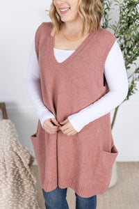 Tunic Sweater Vest in Rose