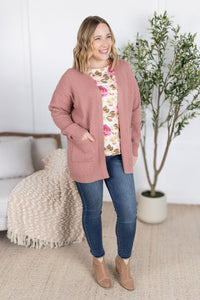Billie Open Knit Cardigan in Dusty Rose