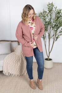 Billie Open Knit Cardigan in Dusty Rose