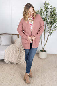 Billie Open Knit Cardigan in Dusty Rose