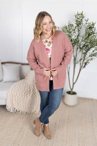 Billie Open Knit Cardigan in Dusty Rose